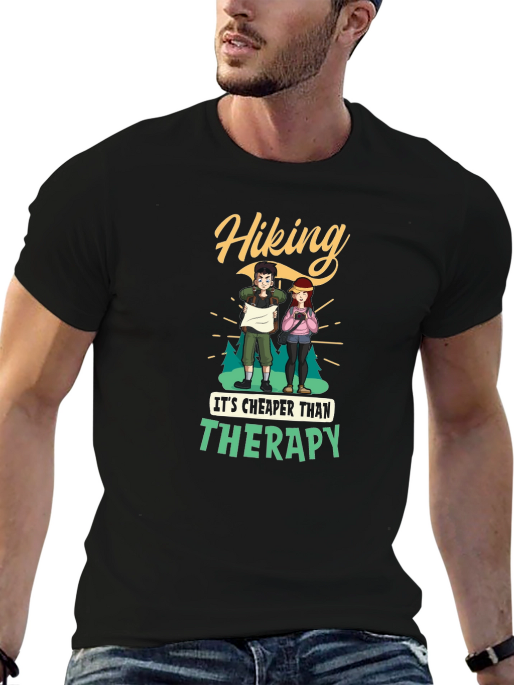 Hiking Cheaper Than Therapy Graphic Tee