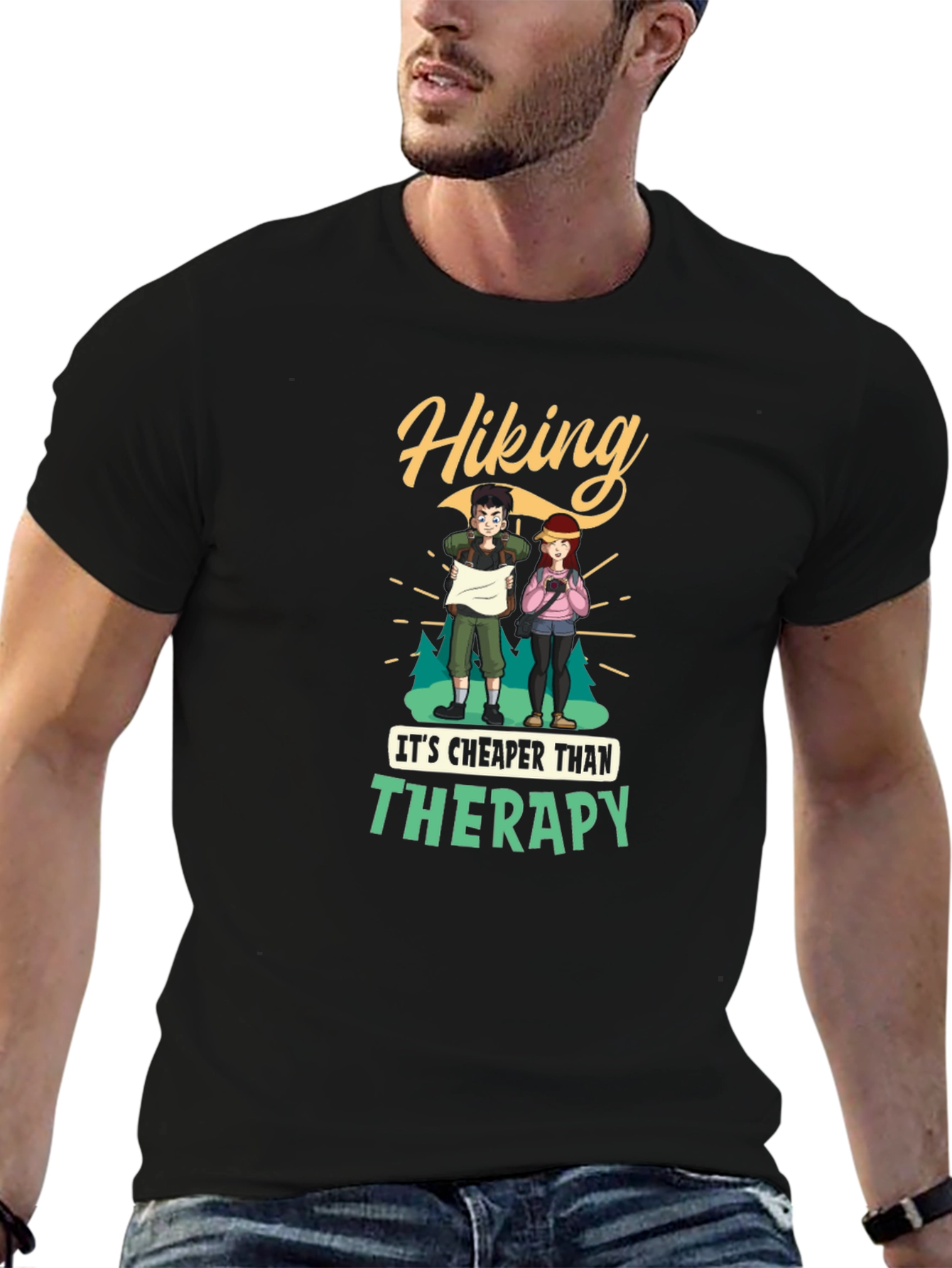 Hiking Cheaper Than Therapy Graphic Tee