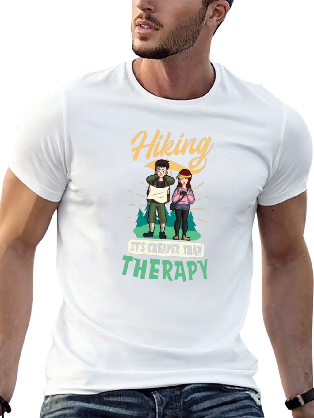 Hiking Cheaper Than Therapy Graphic Tee
