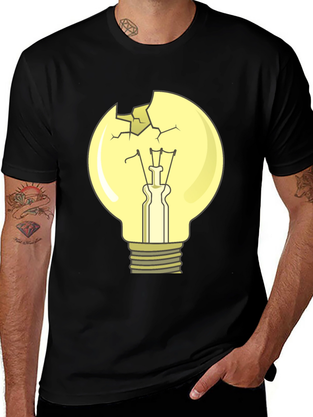 Broken Lightbulb Graphic Tee - Unique Design