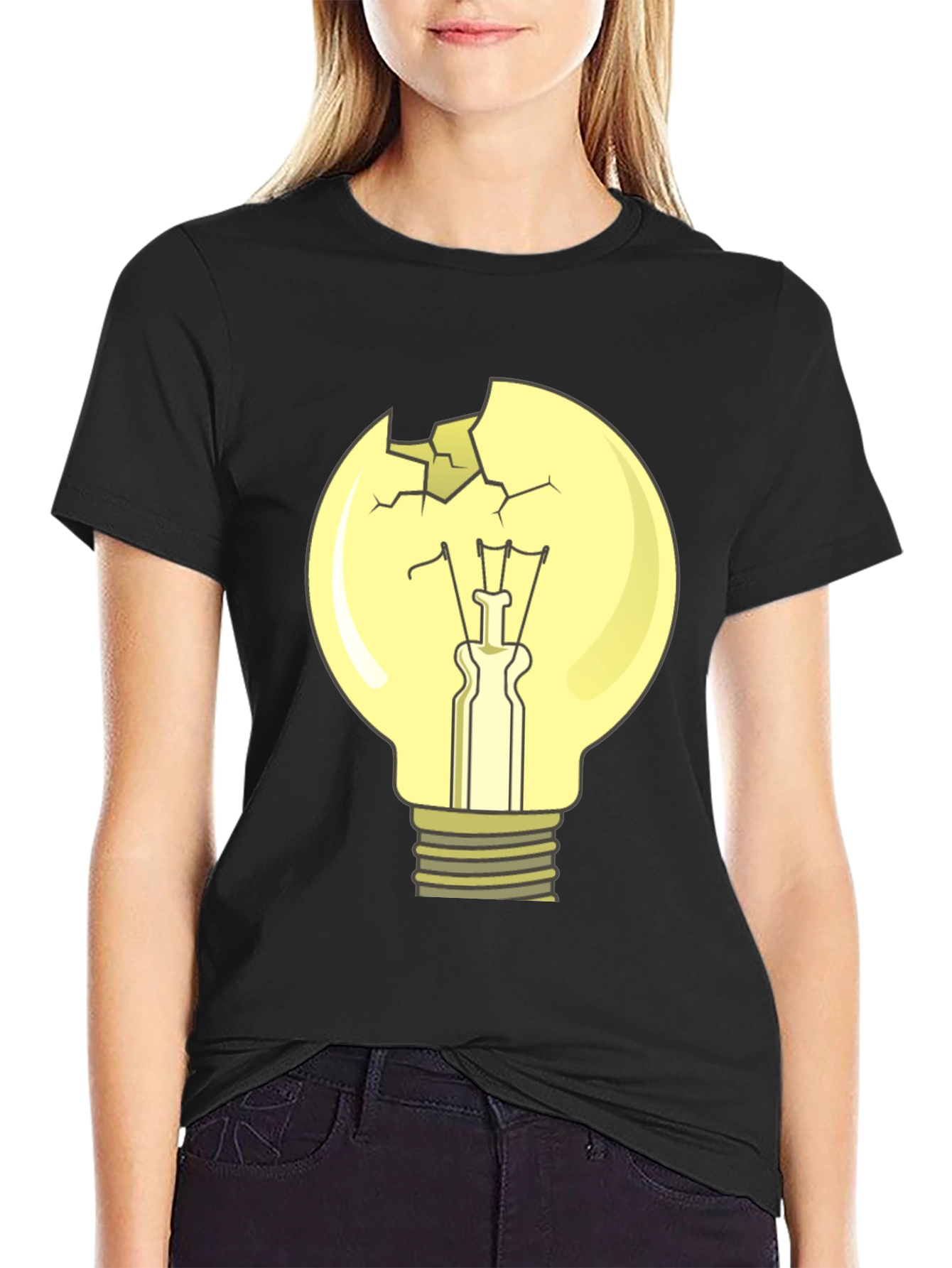 Broken Lightbulb Graphic Tee - Unique Design