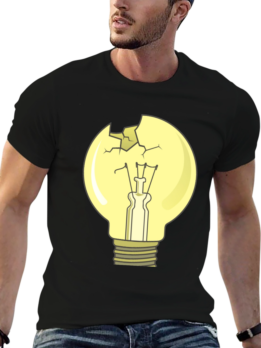 Broken Lightbulb Graphic Tee - Unique Design
