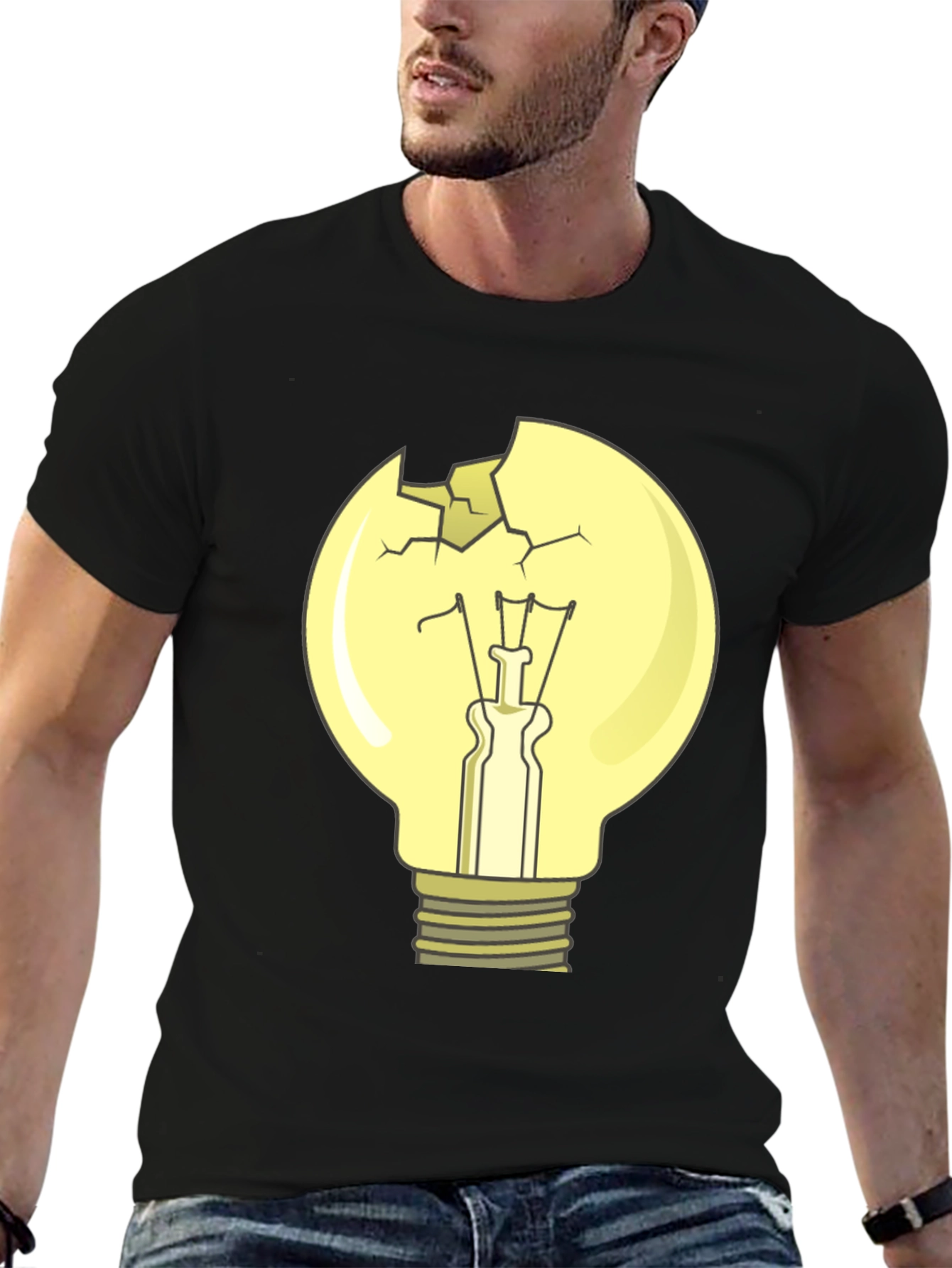 Broken Lightbulb Graphic Tee - Unique Design