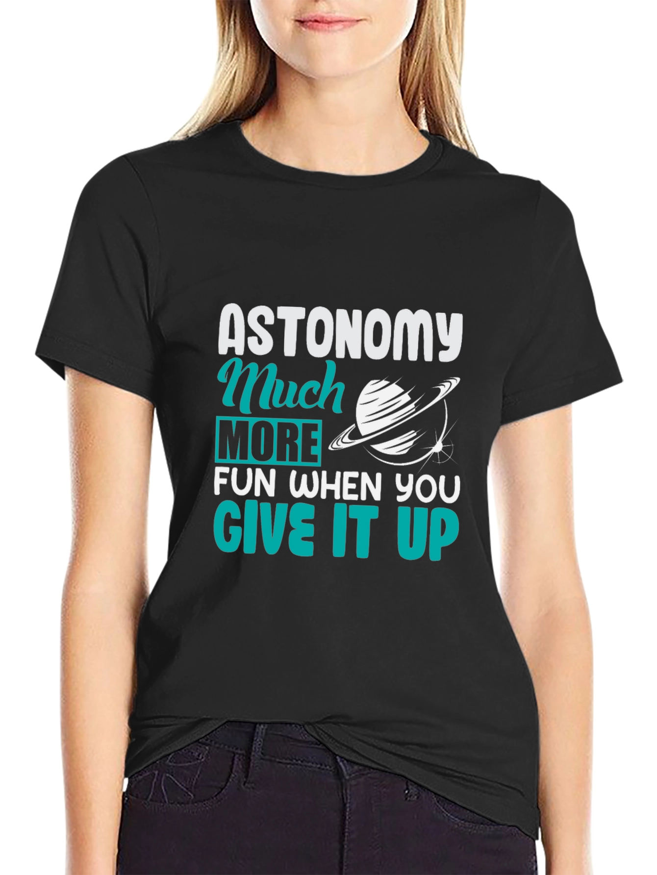 Astronomy Fun Black Graphic Tee Shirt
