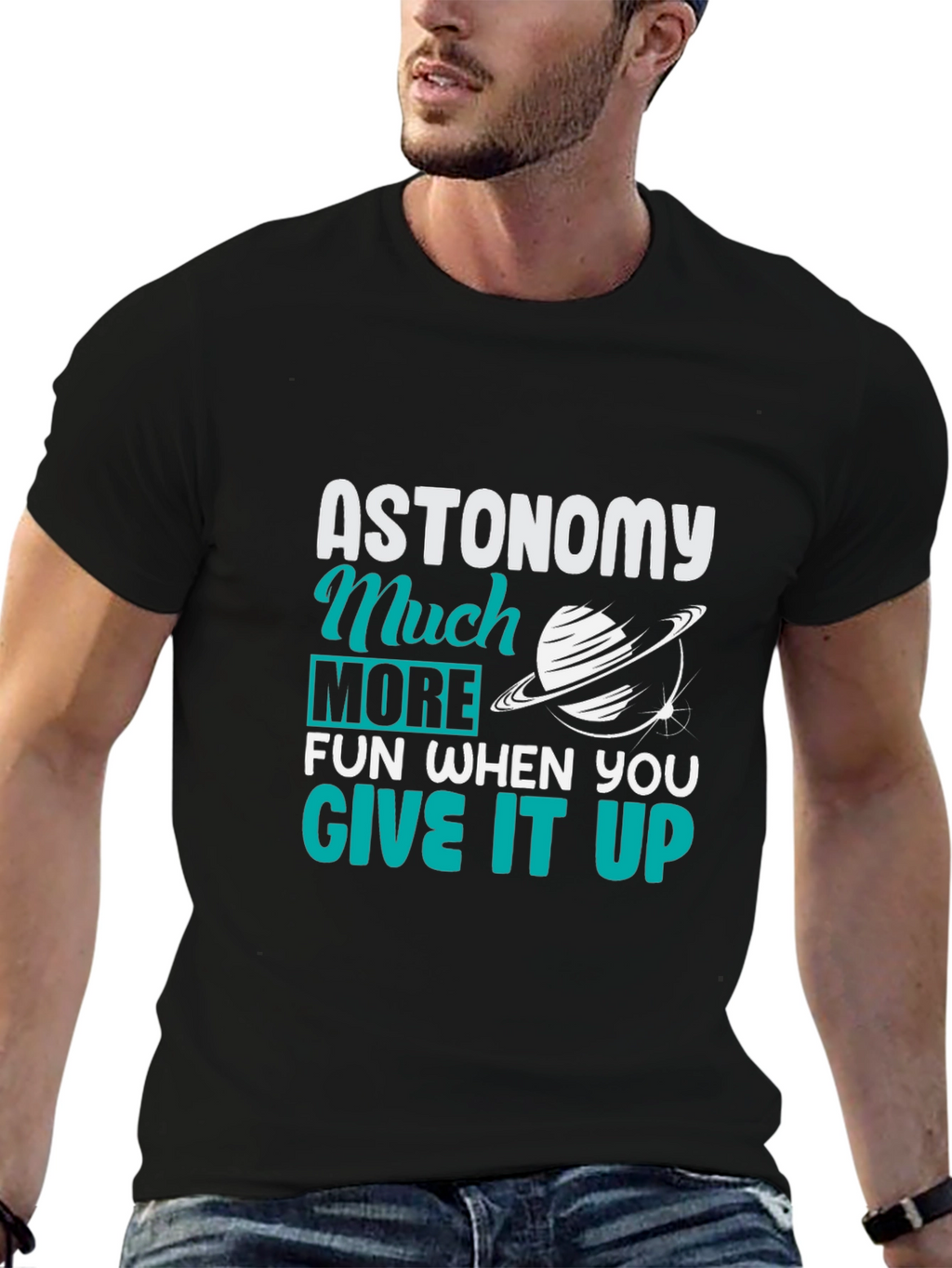 Astronomy Fun Black Graphic Tee Shirt