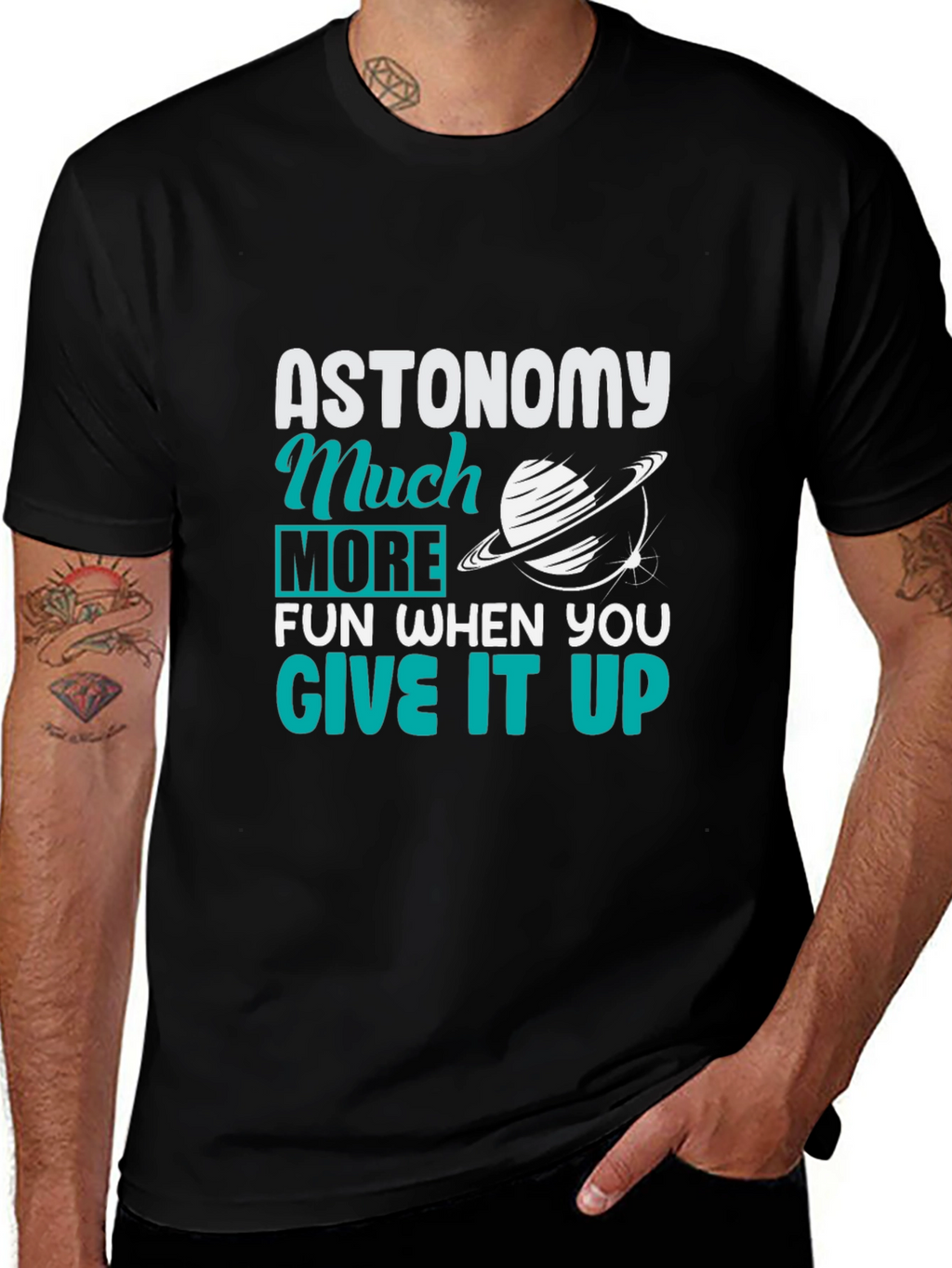 Astronomy Fun Black Graphic Tee Shirt