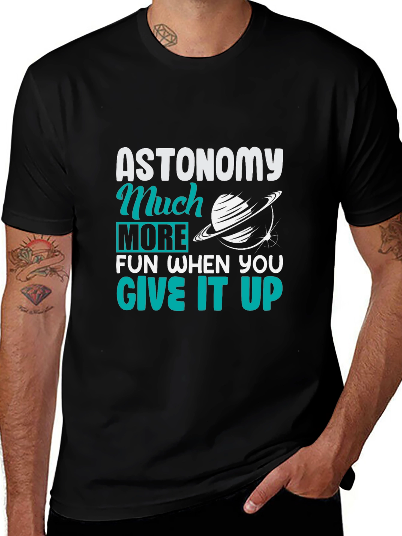 Astronomy Fun Black Graphic Tee Shirt