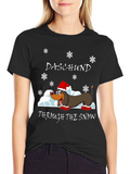 Daschund Through The Snow Graphic T-Shirt