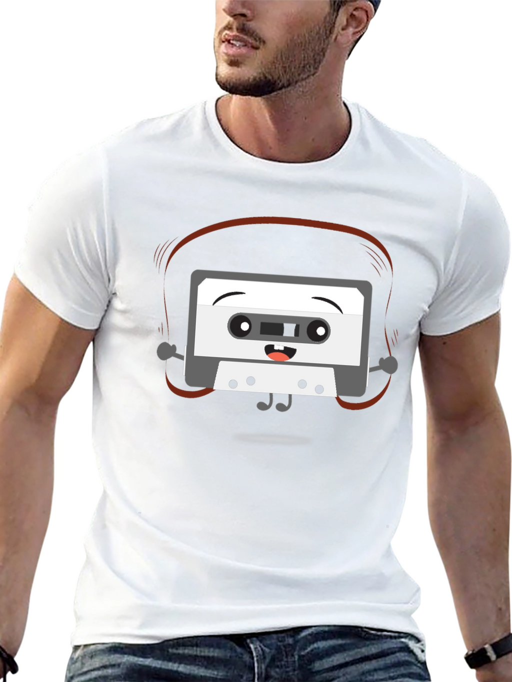Cartoon Cassette Tape Graphic Tee