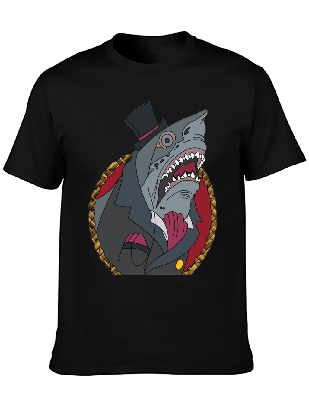Dapper Shark Graphic Tee - Black Cotton Blend