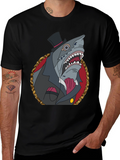 Dapper Shark Graphic Tee - Black Cotton Blend