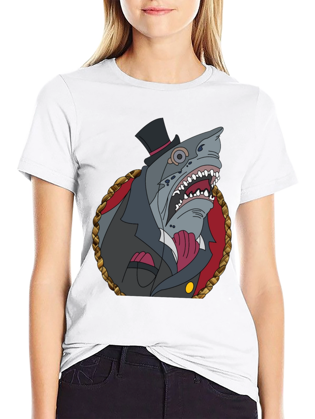 Dapper Shark Graphic Tee - Black Cotton Blend