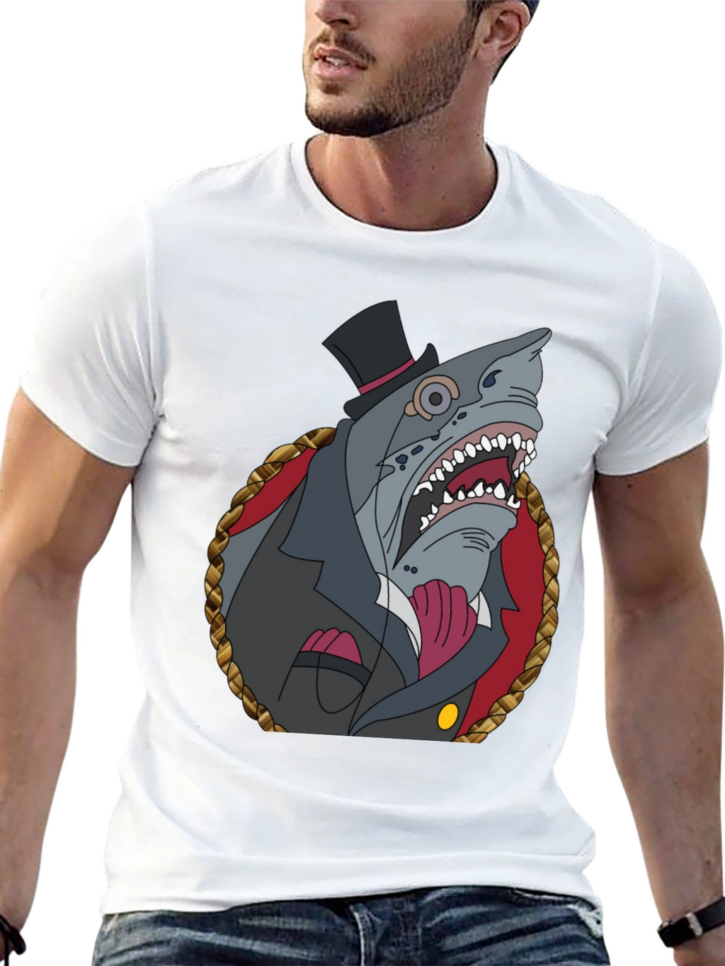 Dapper Shark Graphic Tee - Black Cotton Blend