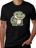 Cartoon Alligator Graphic Tee - Black