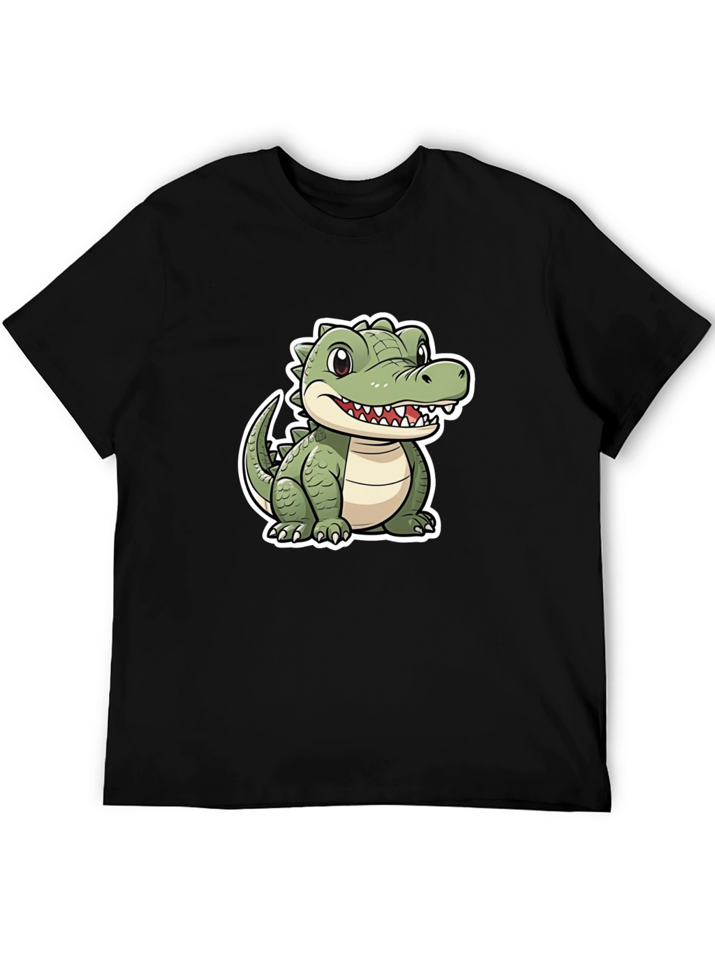 Cartoon Alligator Graphic Tee - Black