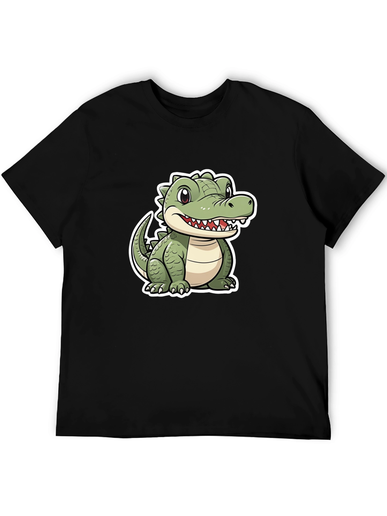 Cartoon Alligator Graphic Tee - Black