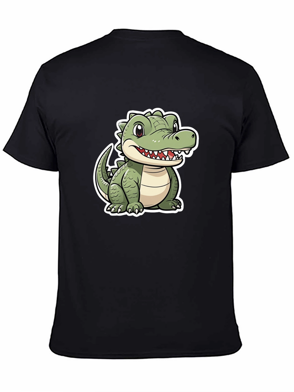 Cartoon Alligator Graphic Tee - Black
