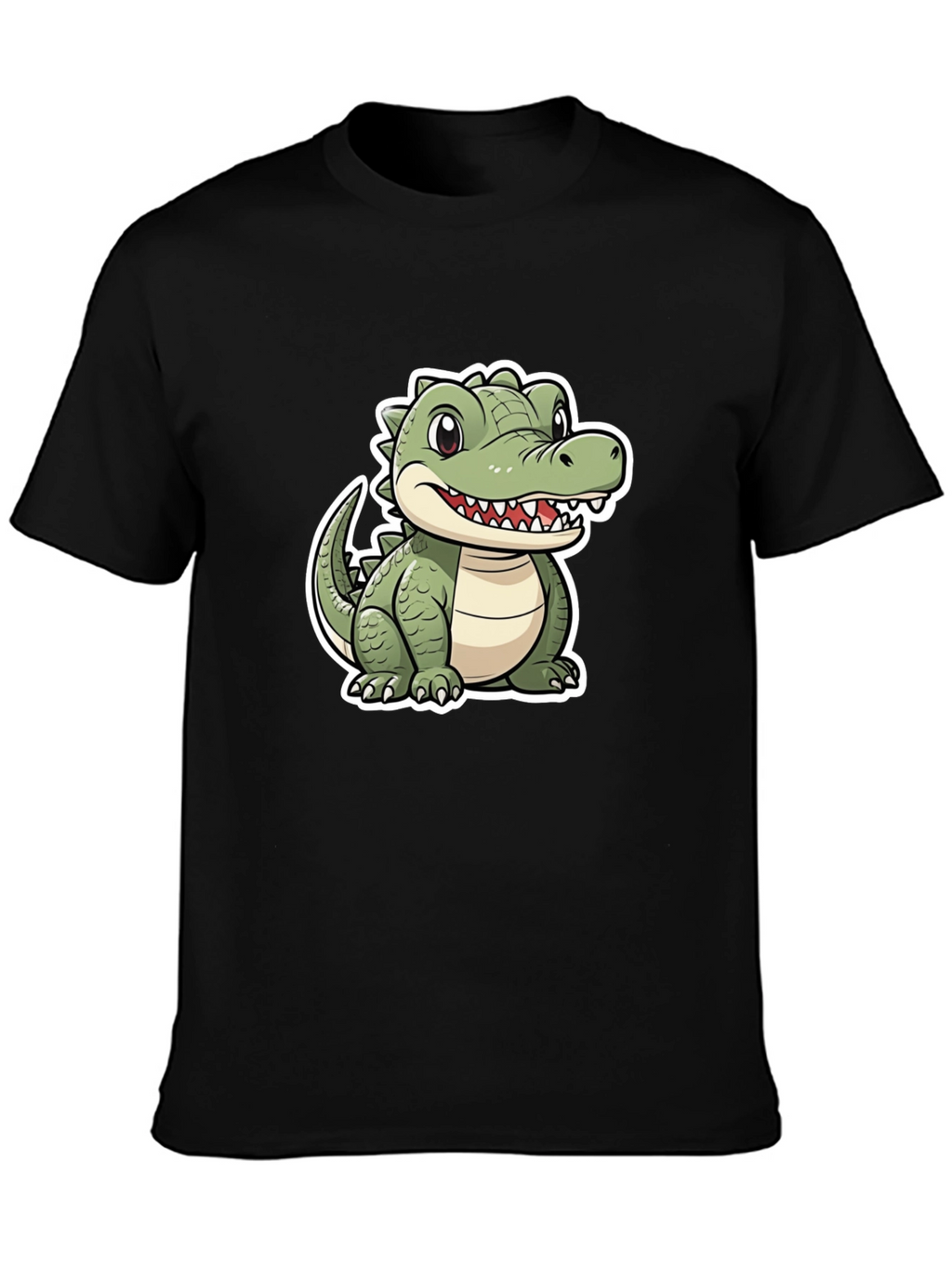 Cartoon Alligator Graphic Tee - Black