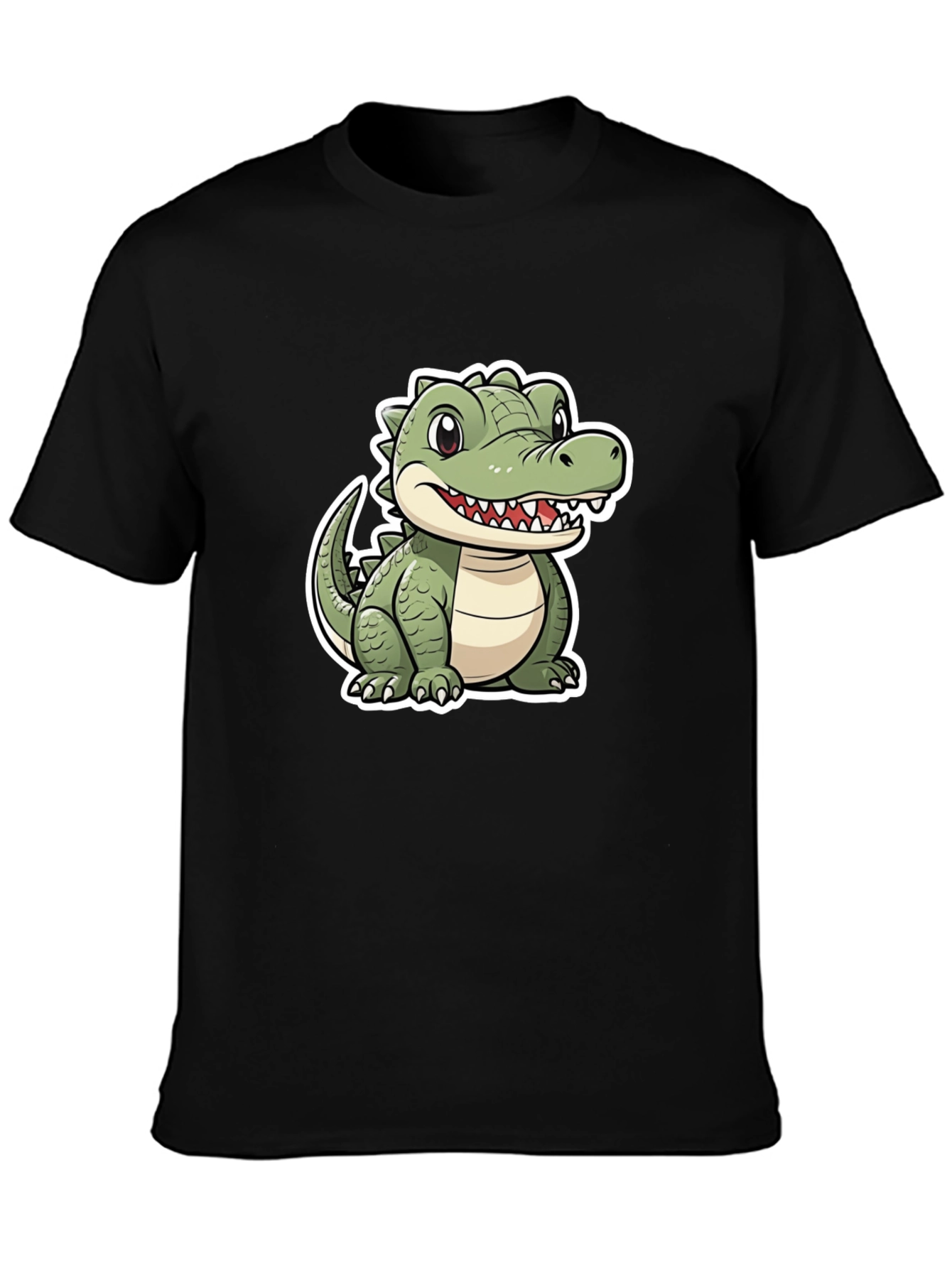 Cartoon Alligator Graphic Tee - Black