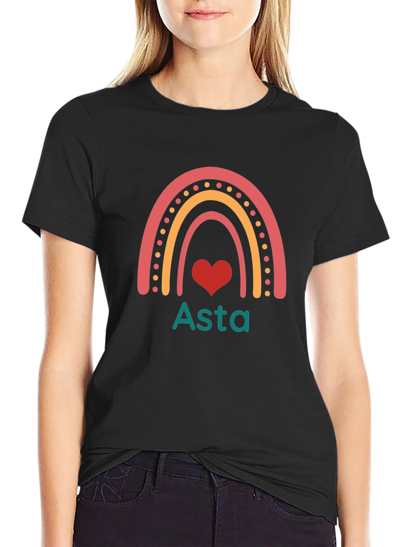 Rainbow Heart Asta T-Shirt - Unisex Cotton Tee