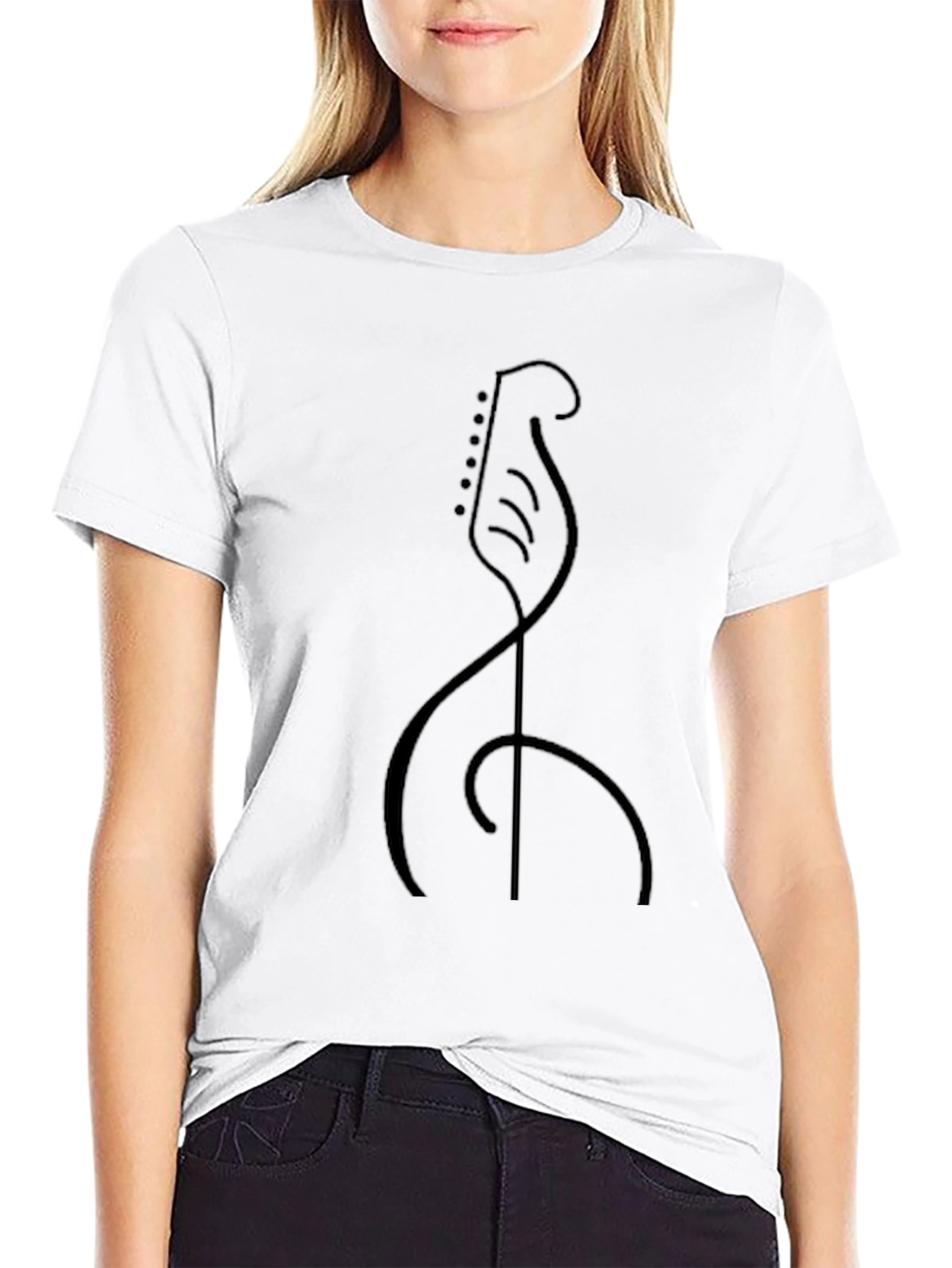 Minimalist Guitar Graphic Black T-Shirt
