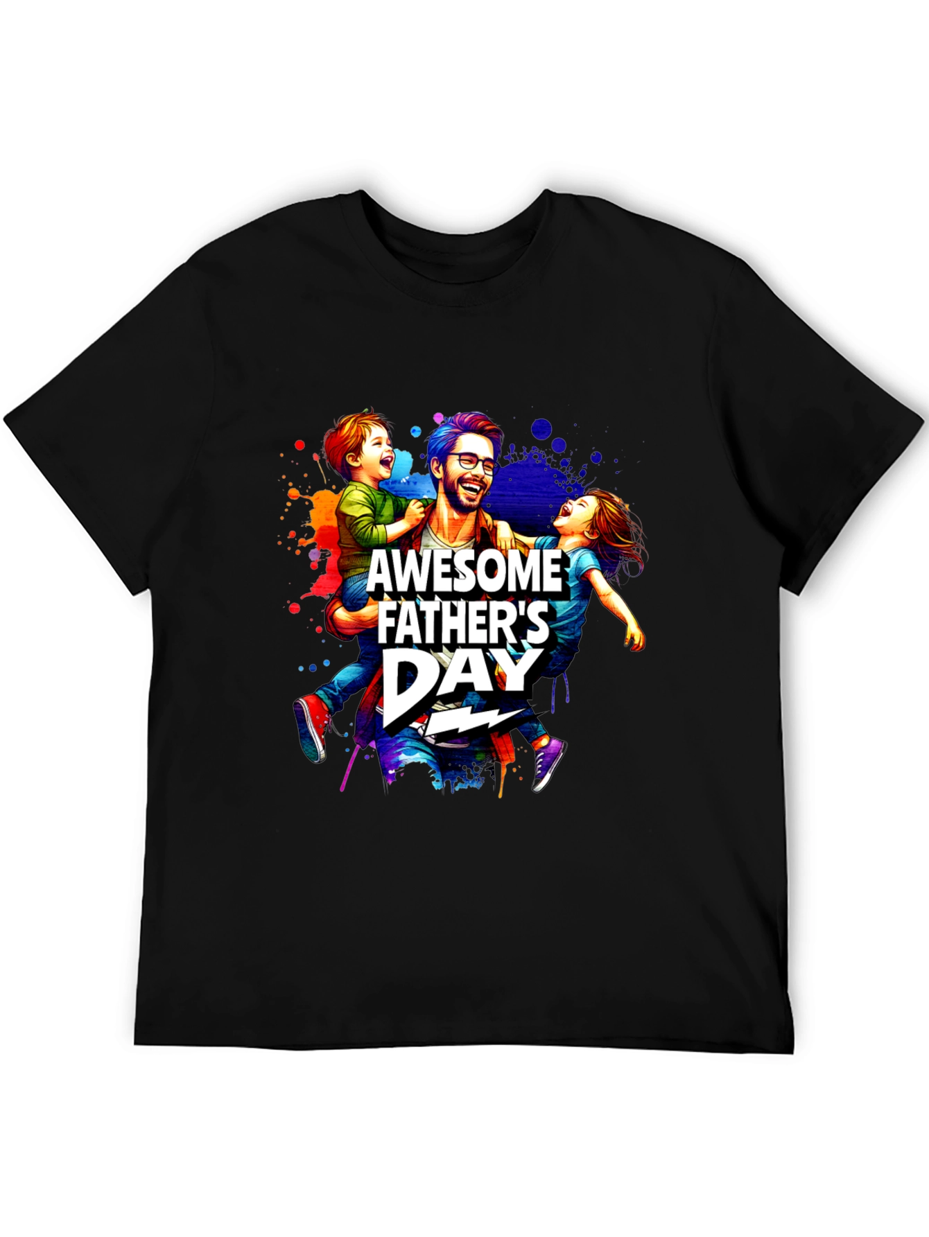 Awesome Fathers Day T-Shirt Dad & Kids Graphic Tee