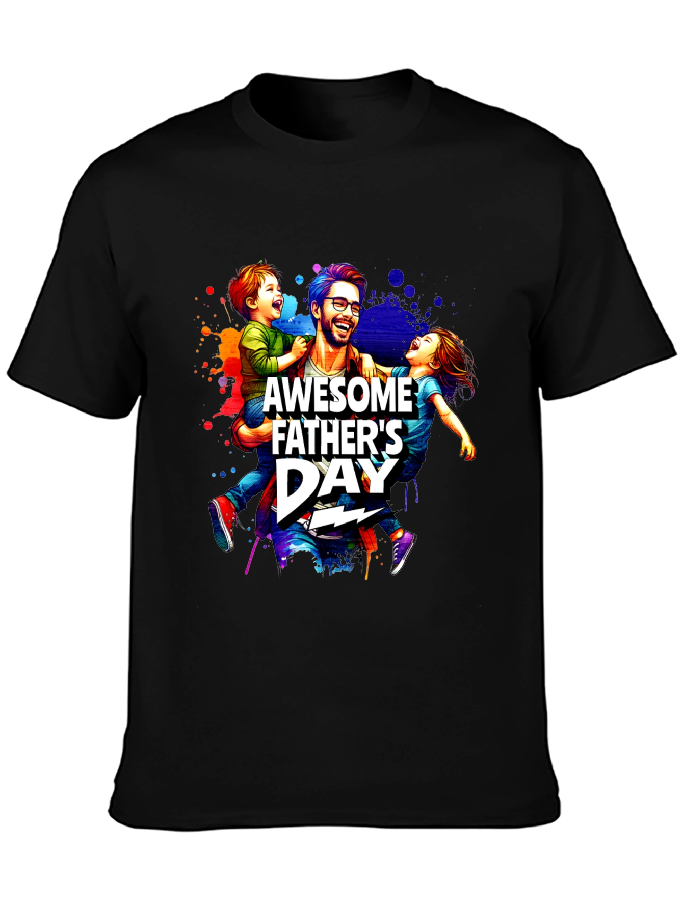 Awesome Fathers Day T-Shirt Dad & Kids Graphic Tee