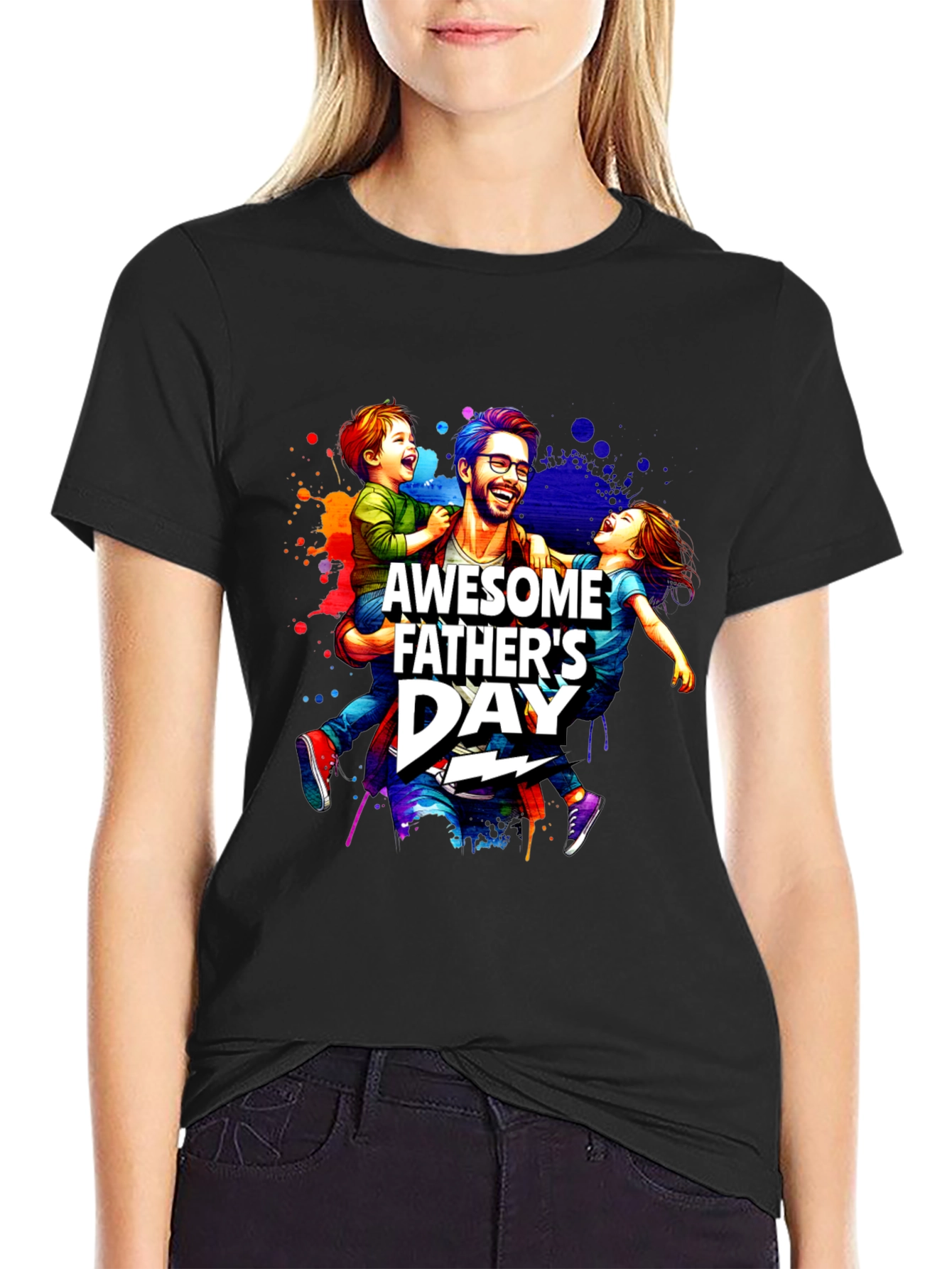 Awesome Fathers Day T-Shirt Dad & Kids Graphic Tee