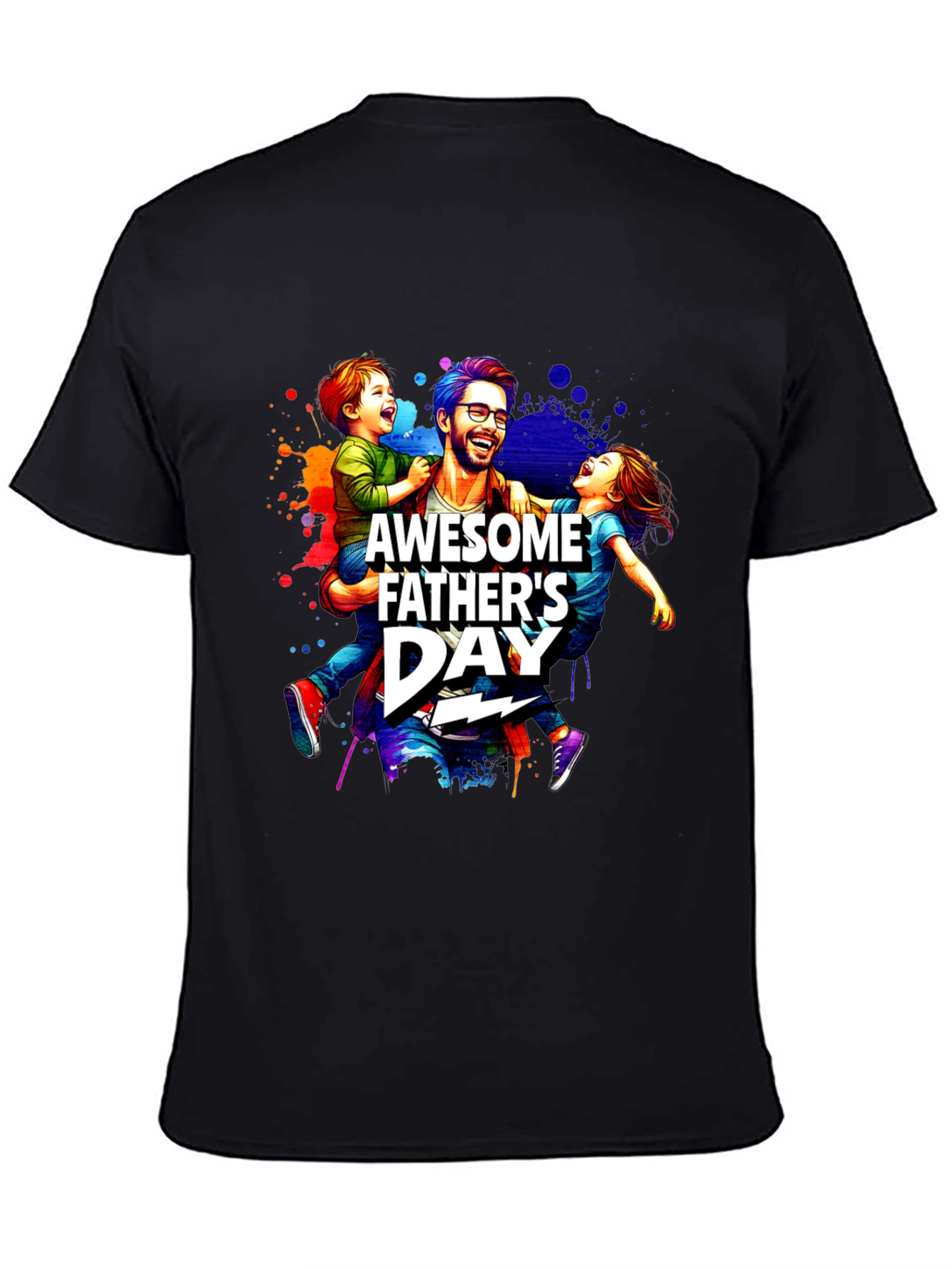Awesome Fathers Day T-Shirt Dad & Kids Graphic Tee