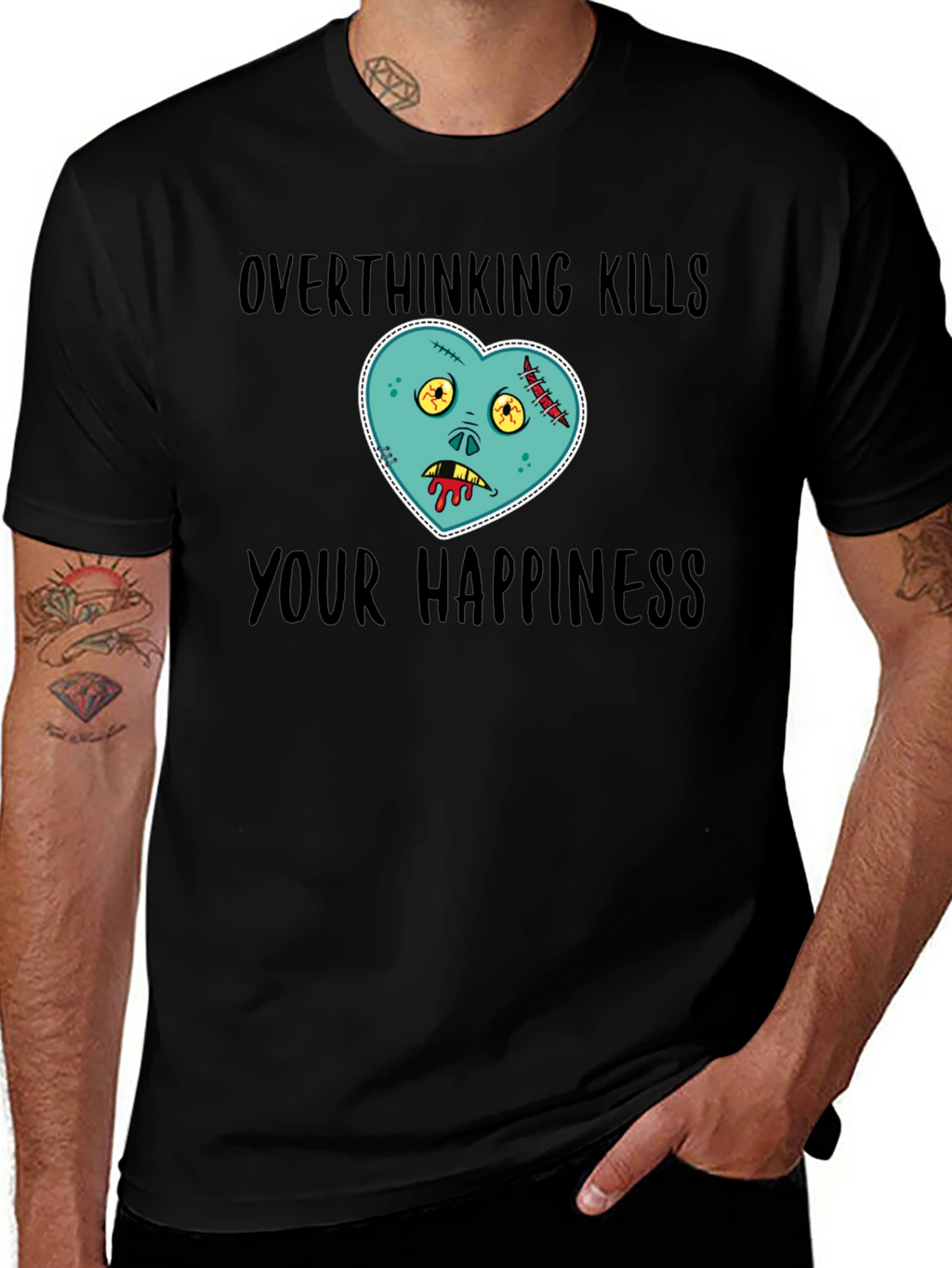 Overthinking Kills Happiness Zombie Heart T-Shirt