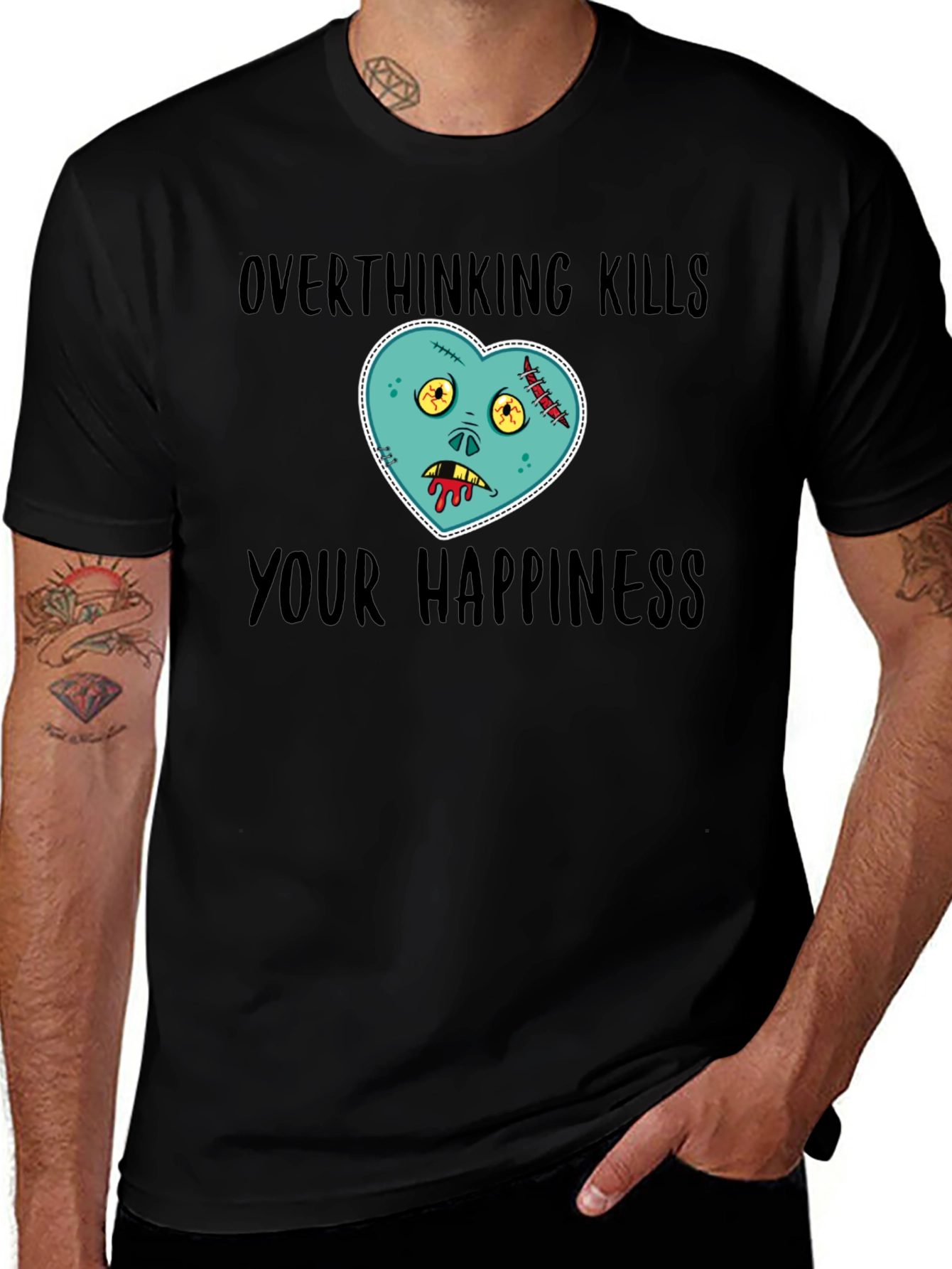 Overthinking Kills Happiness Zombie Heart T-Shirt