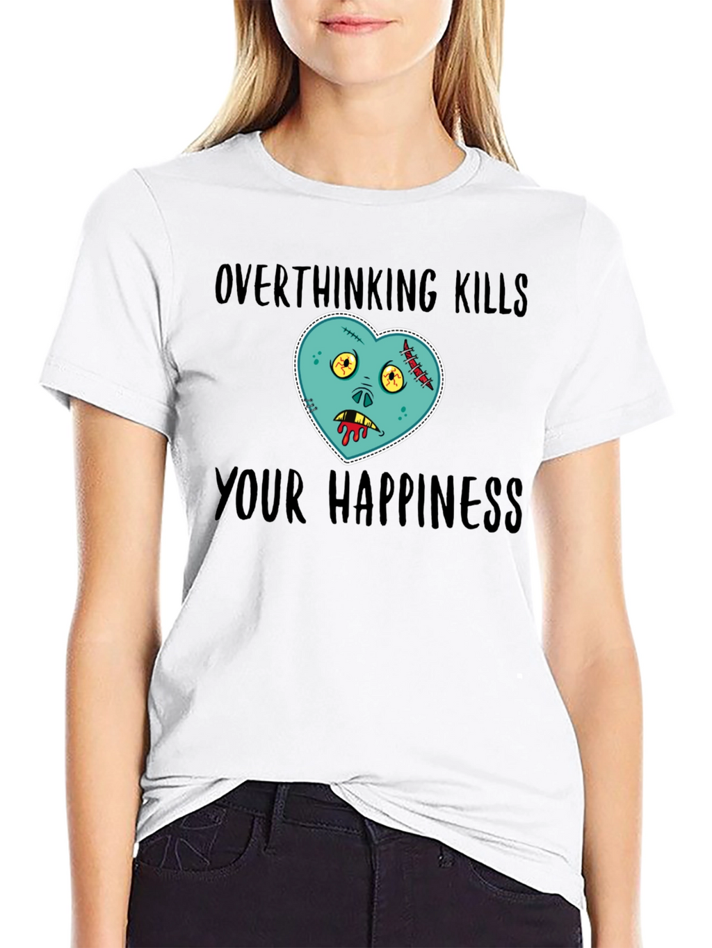 Overthinking Kills Happiness Zombie Heart T-Shirt