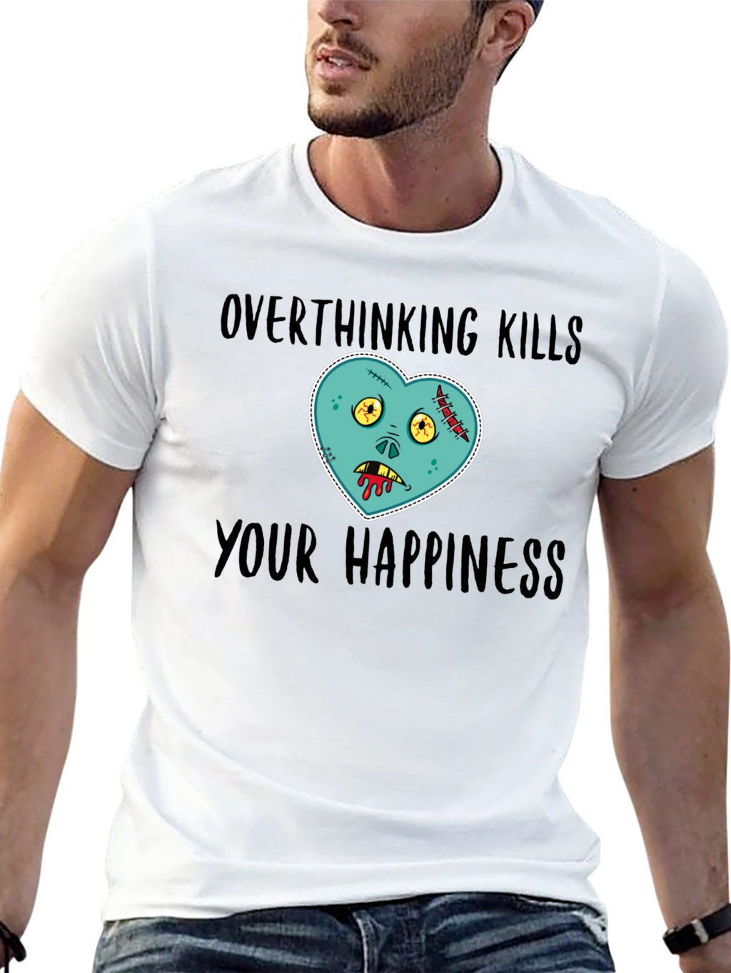 Overthinking Kills Happiness Zombie Heart T-Shirt