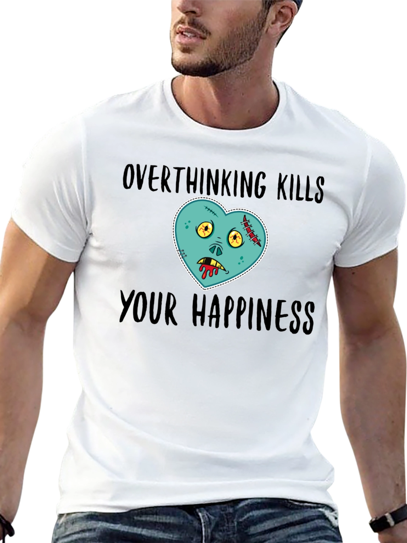 Overthinking Kills Happiness Zombie Heart T-Shirt