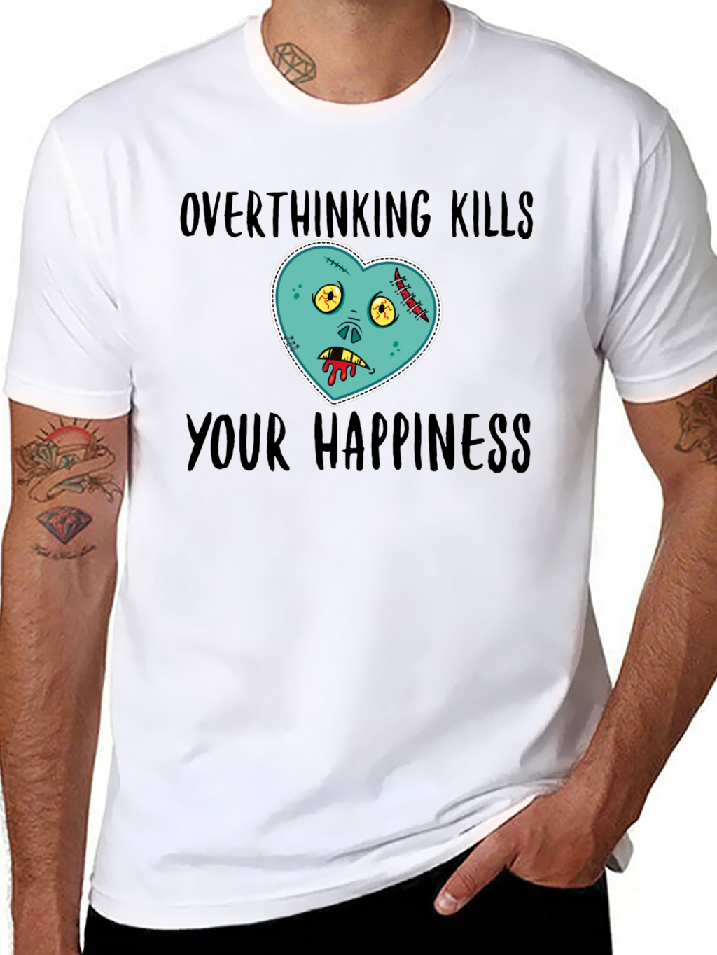 Overthinking Kills Happiness Zombie Heart T-Shirt