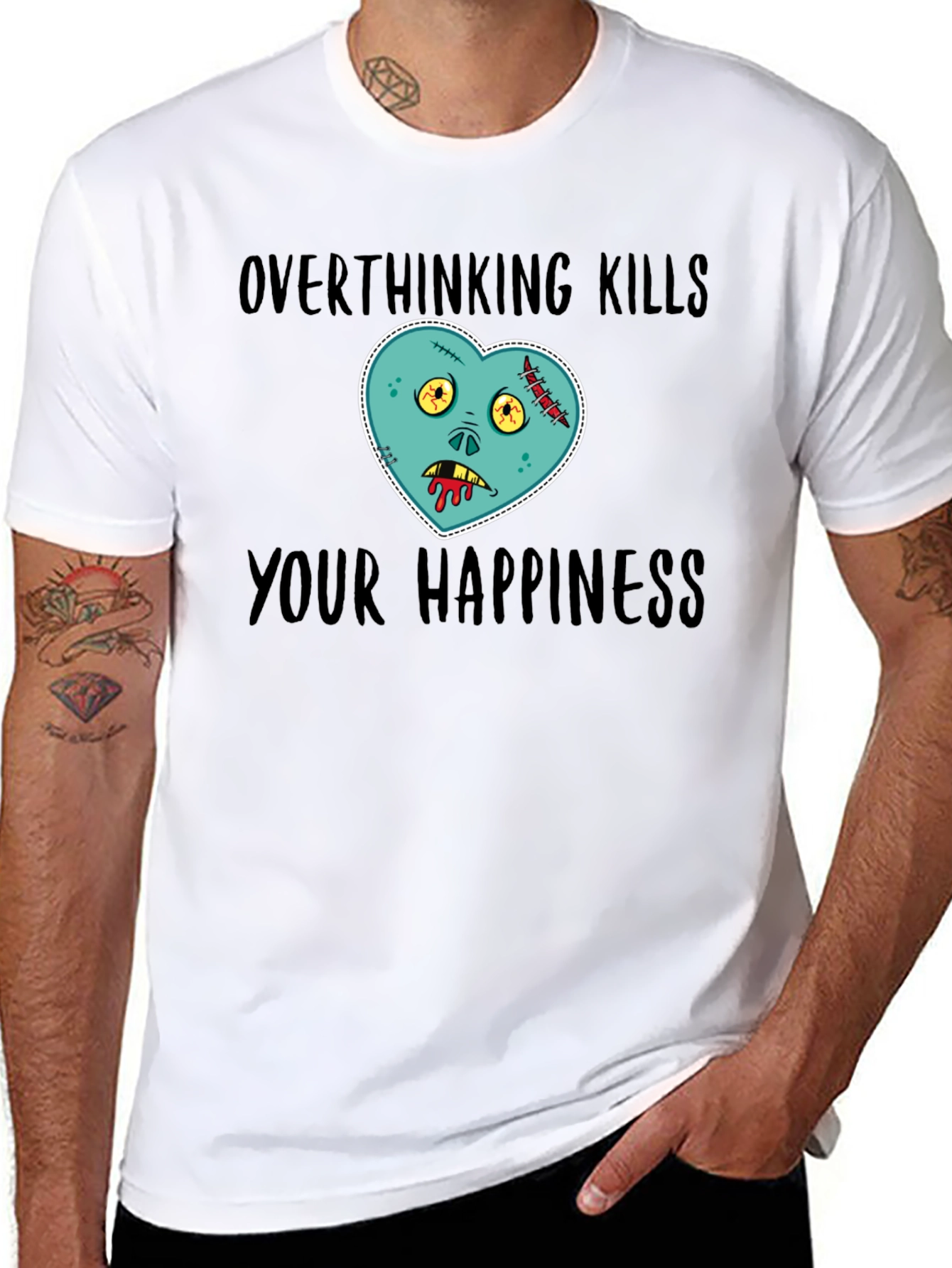Overthinking Kills Happiness Zombie Heart T-Shirt
