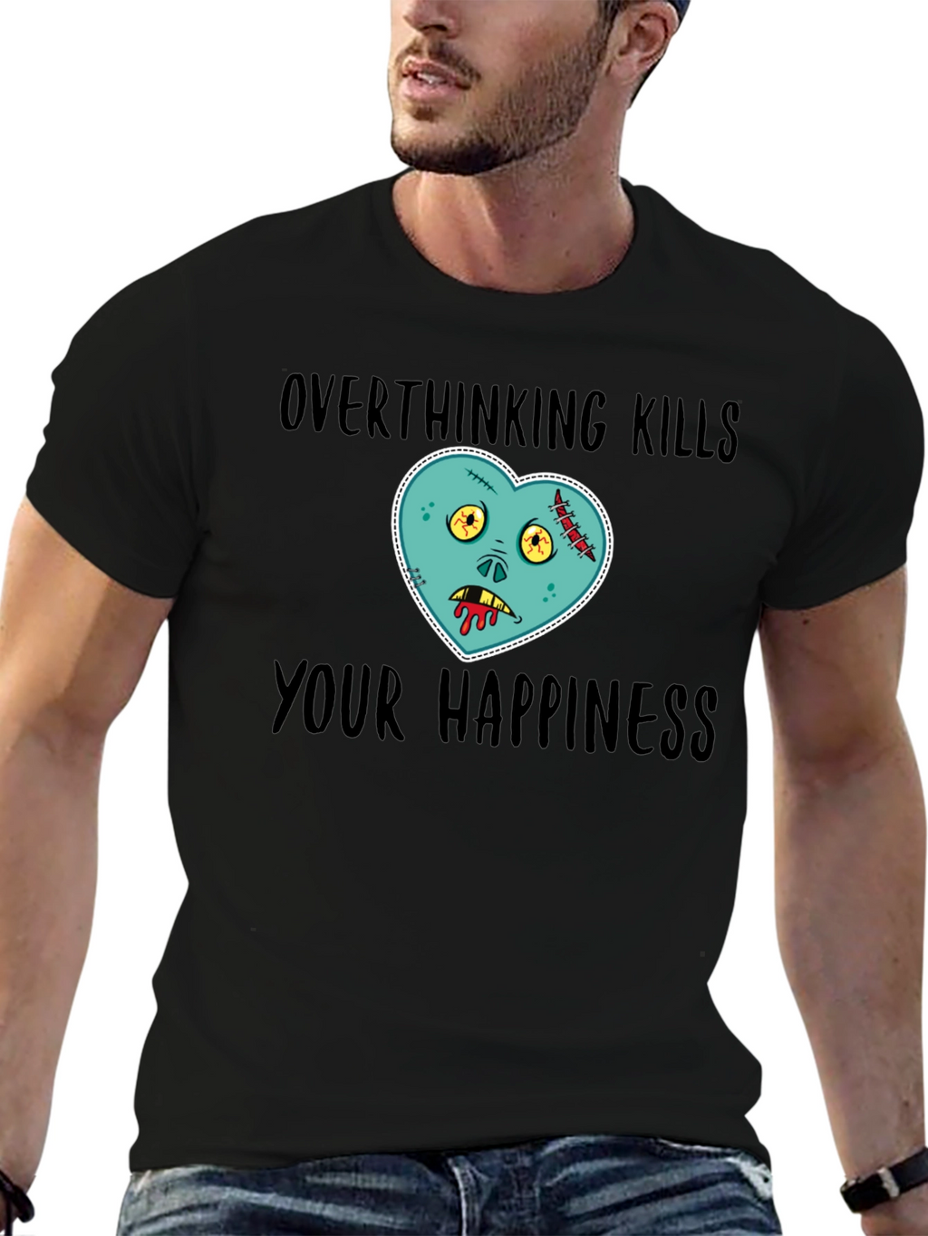 Overthinking Kills Happiness Zombie Heart T-Shirt