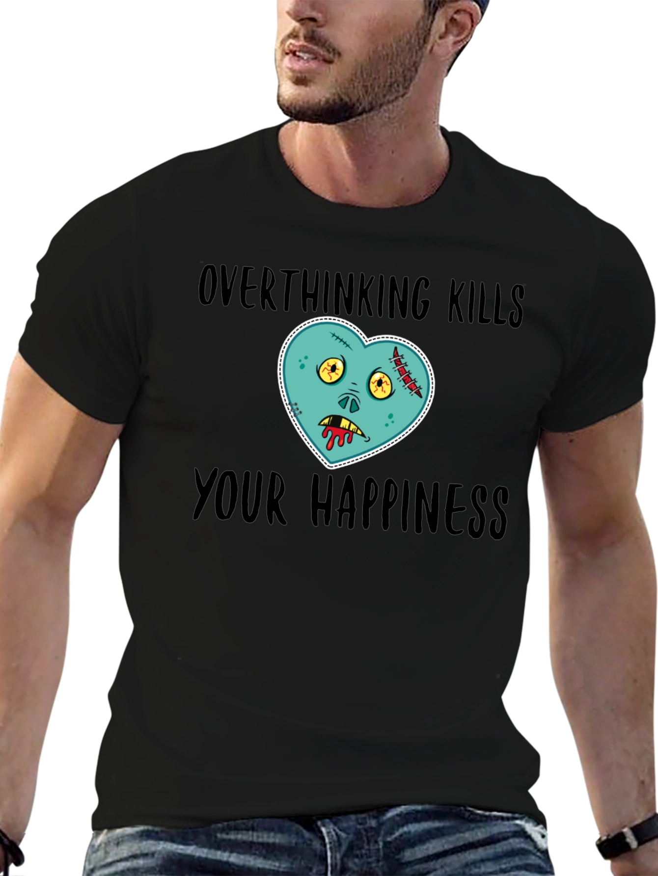 Overthinking Kills Happiness Zombie Heart T-Shirt