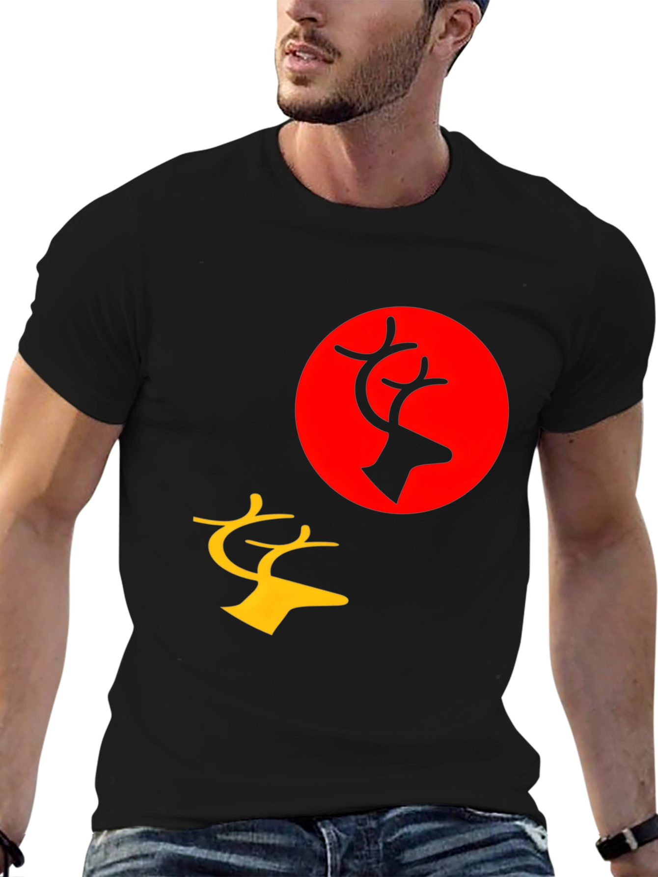 Black Deer Graphic Tee - Bold and Stylish