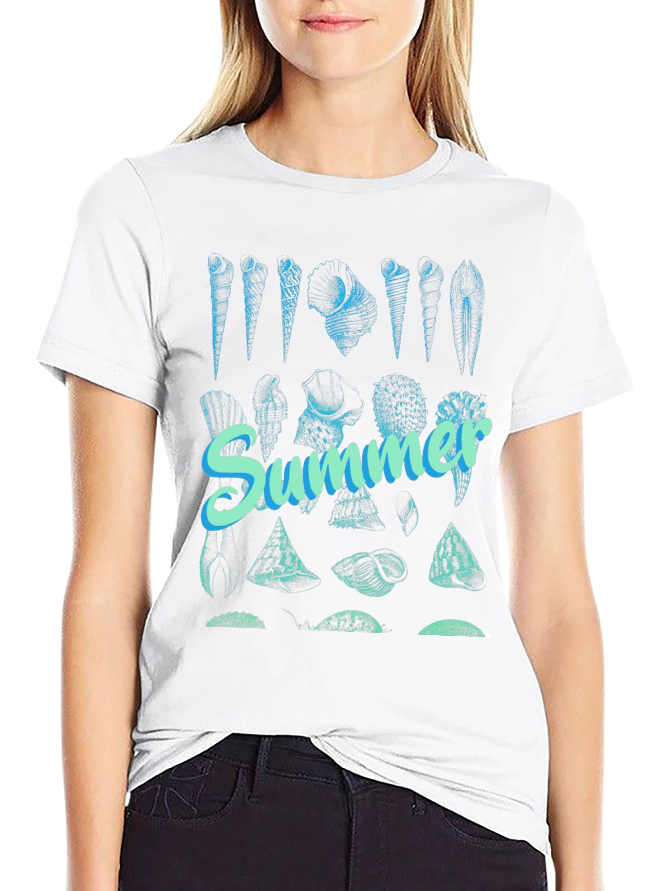 Summer Seashells Graphic Tee - Black