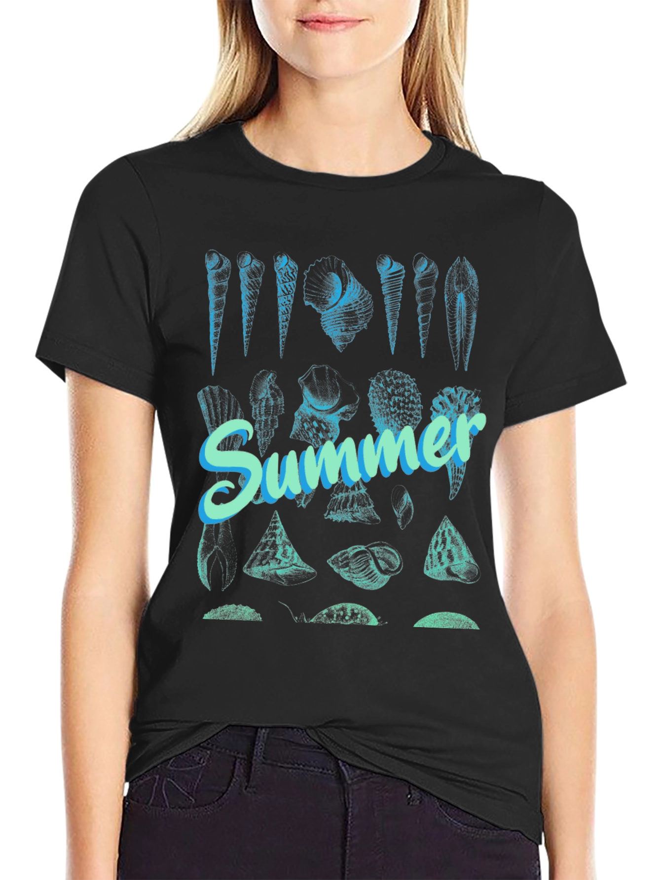 Summer Seashells Graphic Tee - Black