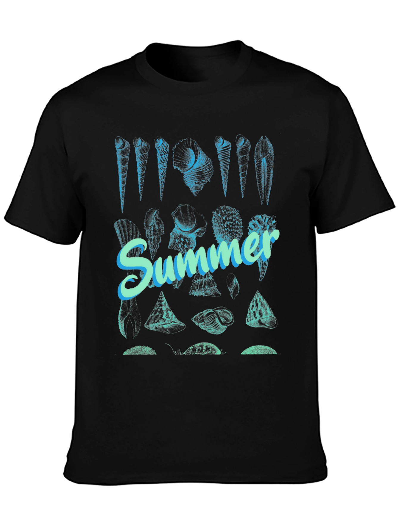 Summer Seashells Graphic Tee - Black