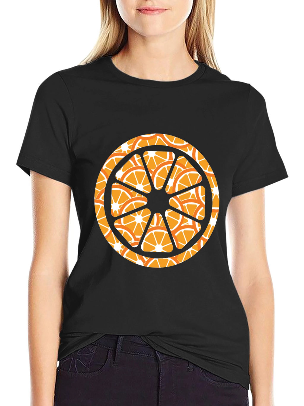 Orange Slice Graphic Black T-Shirt