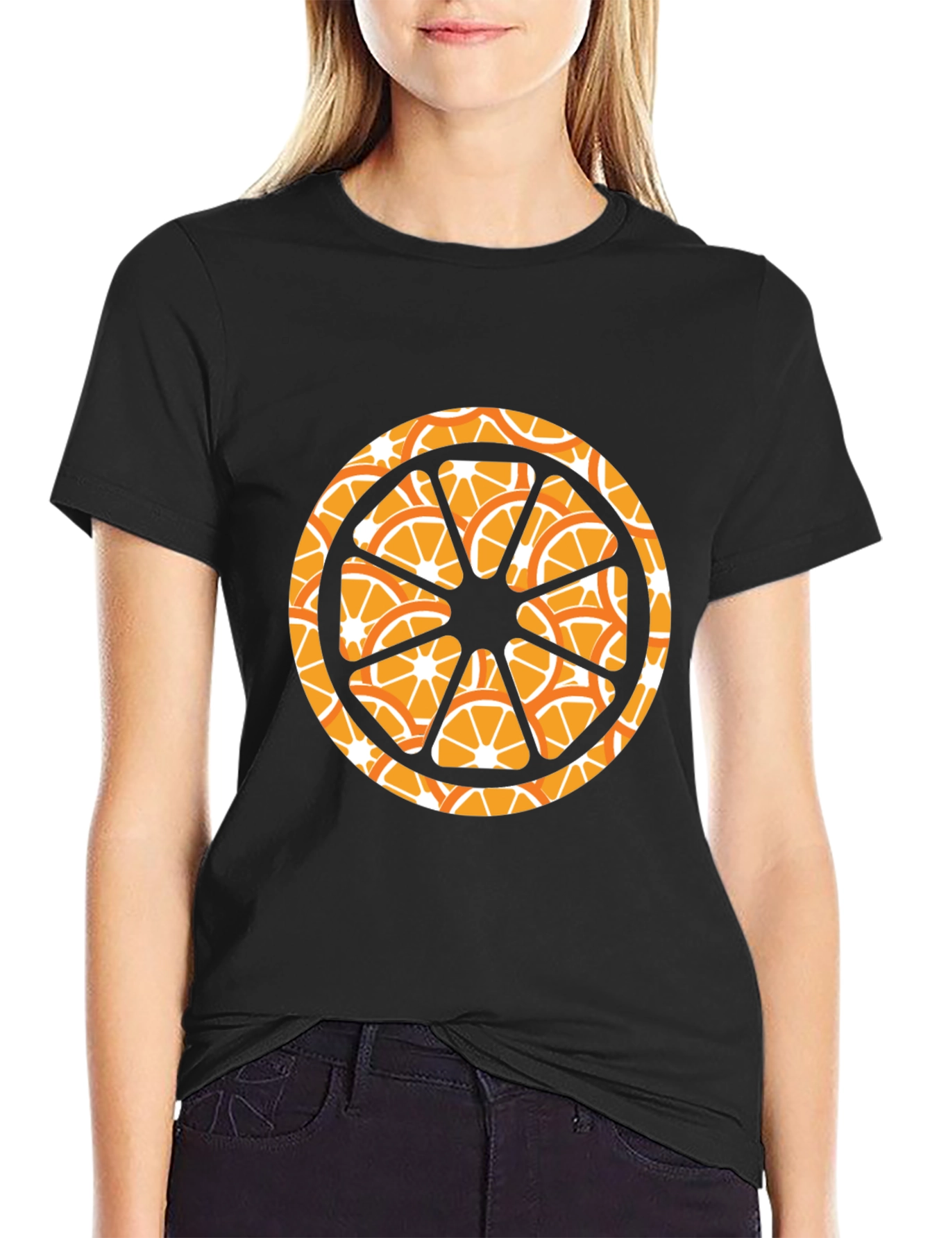 Orange Slice Graphic Black T-Shirt