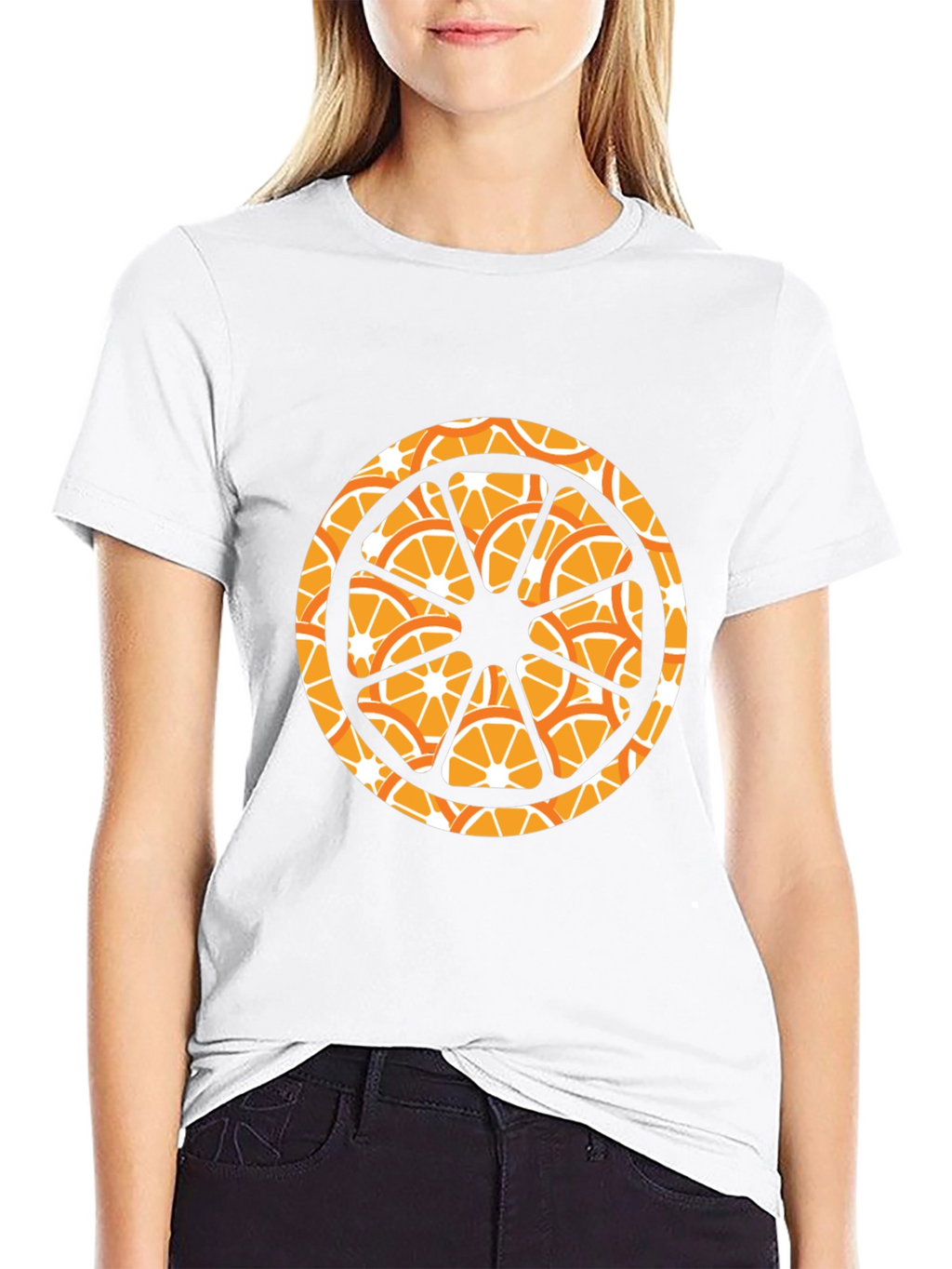 Orange Slice Graphic Black T-Shirt