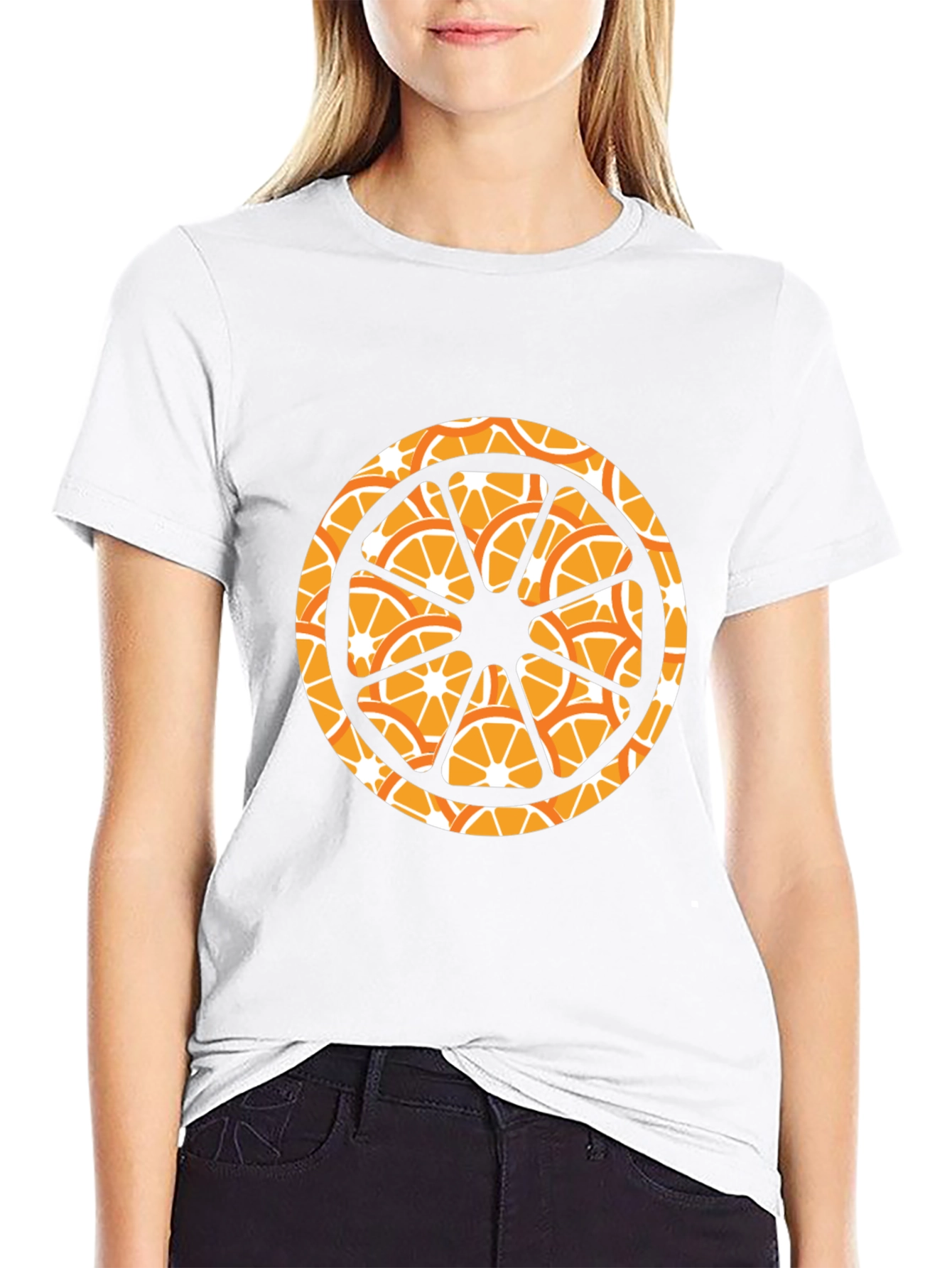 Orange Slice Graphic Black T-Shirt
