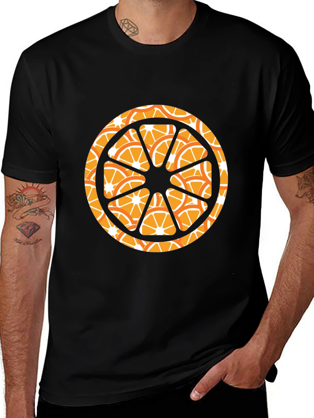 Orange Slice Graphic Black T-Shirt
