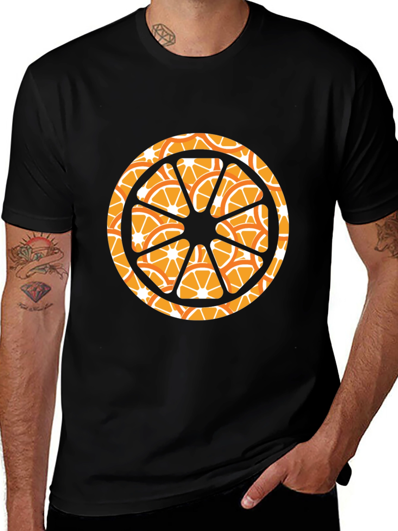 Orange Slice Graphic Black T-Shirt