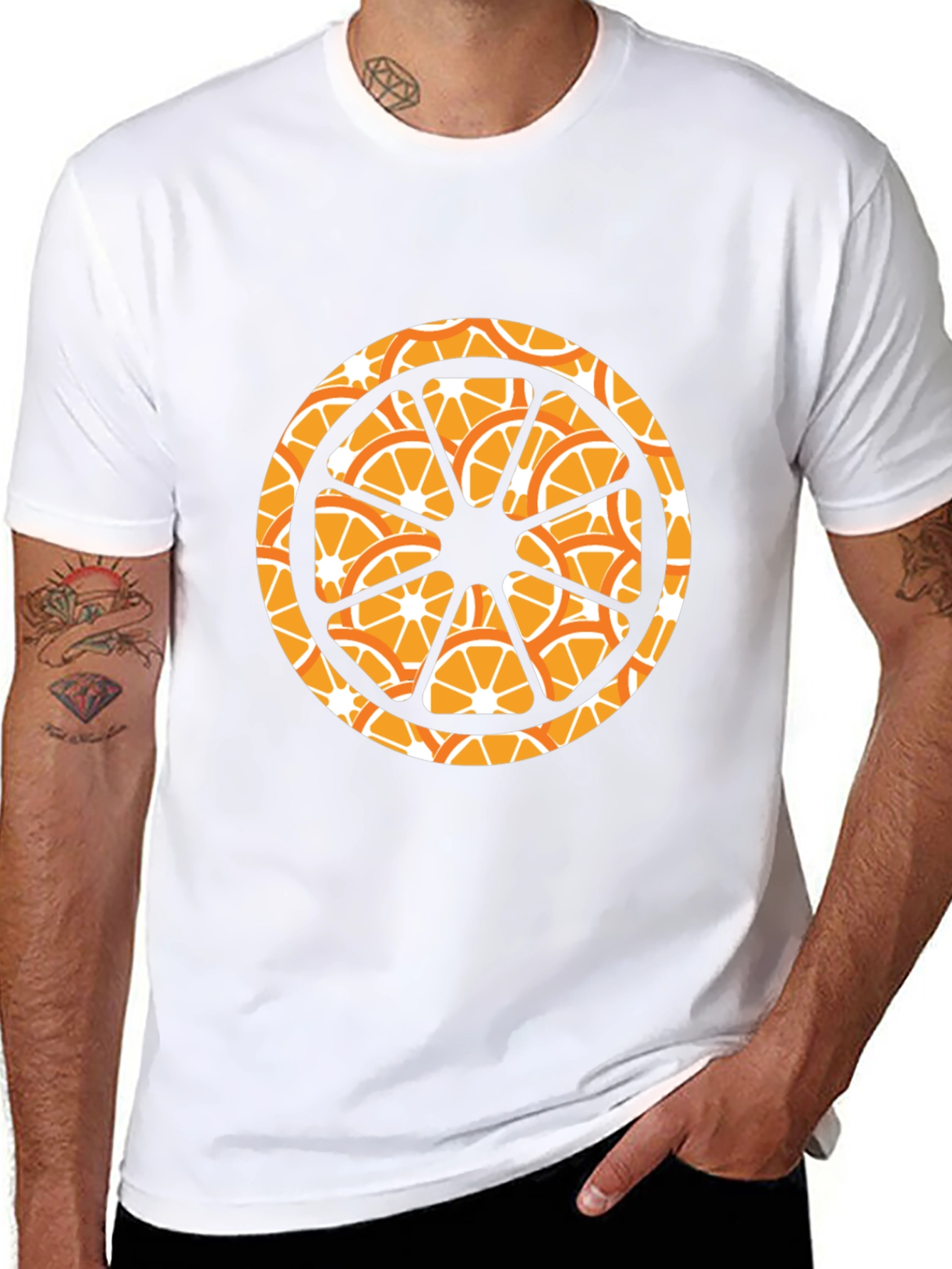 Orange Slice Graphic Black T-Shirt