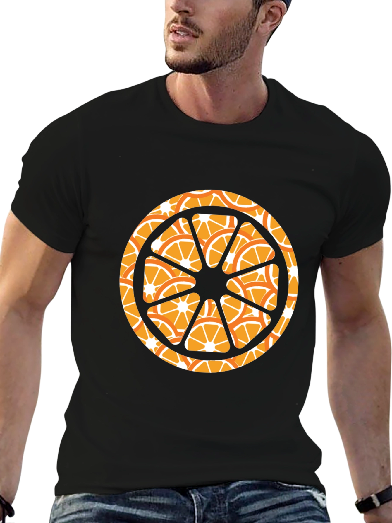 Orange Slice Graphic Black T-Shirt